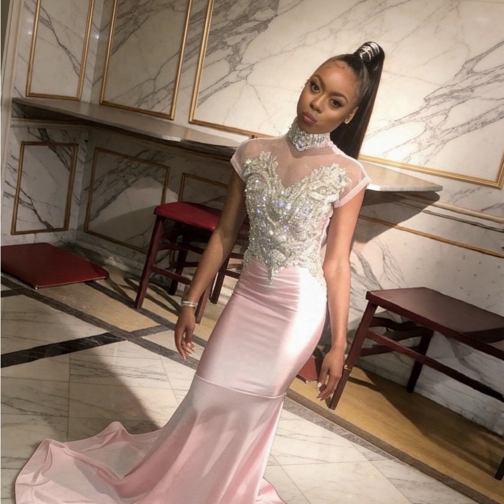 Elegant Pink Embellished Gown